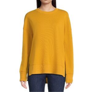Time & Tru High Low Pullover Sweatshirt Mustard Size L